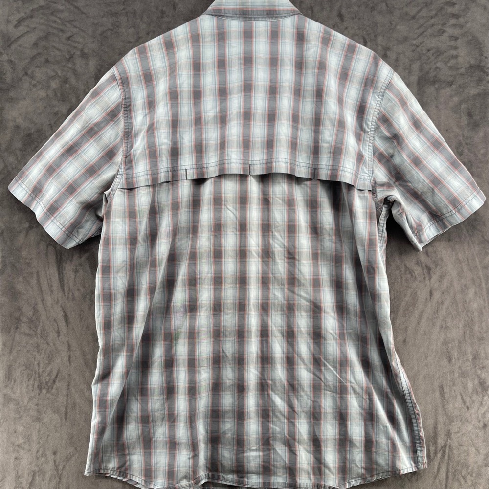 Carhartt Mens Plaid Short Sleeve Button Down Shirt Grey Orange Large 100290 - Picture 6 of 6
